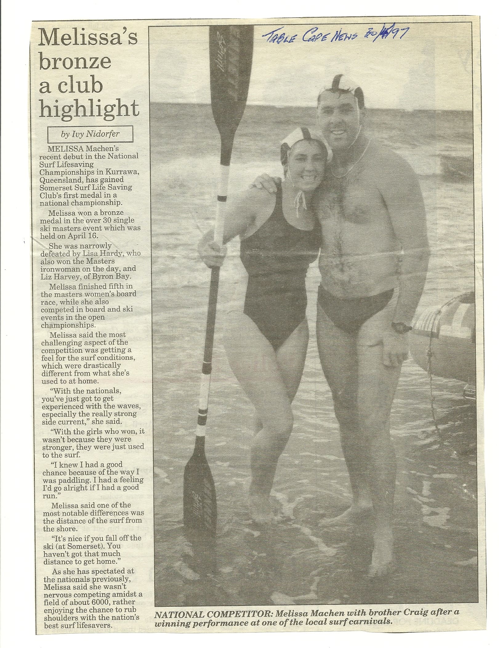 1997 Somersedt Surf Club Melissa’s bronze a club highligh